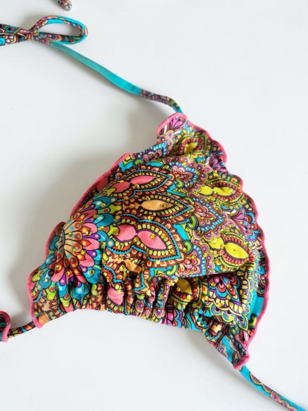Boho Paisley Bikini Set Colorful Festival Swimwear Adjustable Top L - Picture 3 of 7